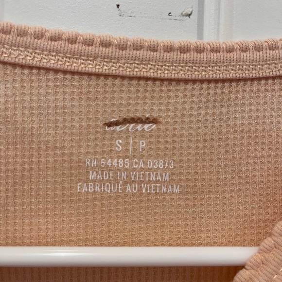 🧁Aerie Peach Ribbed Top Spring Minimal Coquette Cottagecore Cute Preppy Vintage - Picture 3 of 7